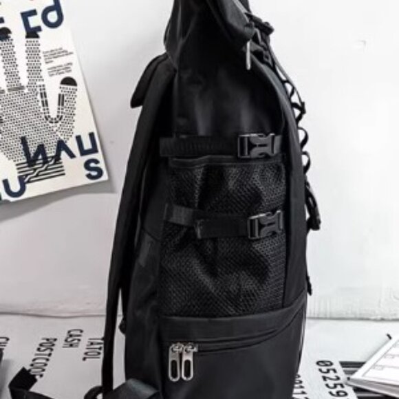 NEW! Large Storage Stylish Roll Top Backpack Gym Bag Travel Bag for Men or Women - Picture 10 of 10